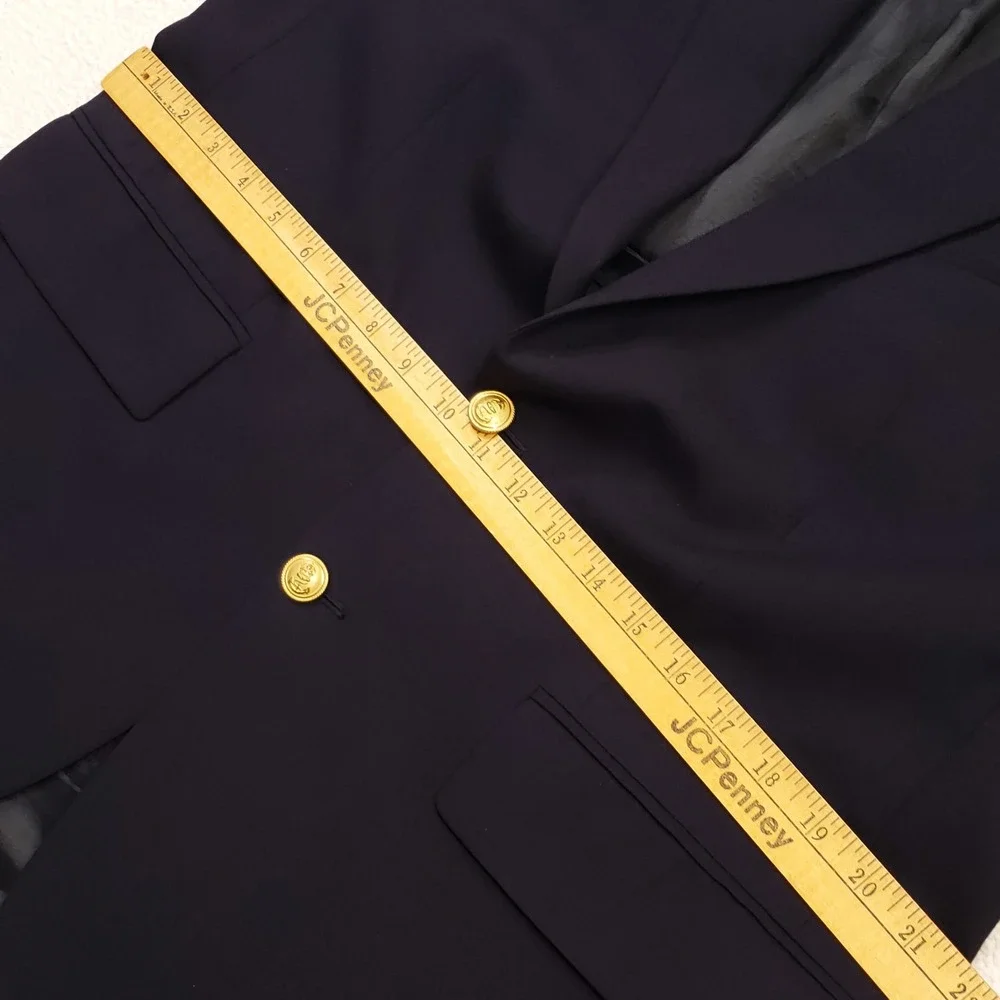 Chaps Ralph Lauren Blazer Mens 42R Navy Blue Wool Gold Crest Buttons Sport Coat
